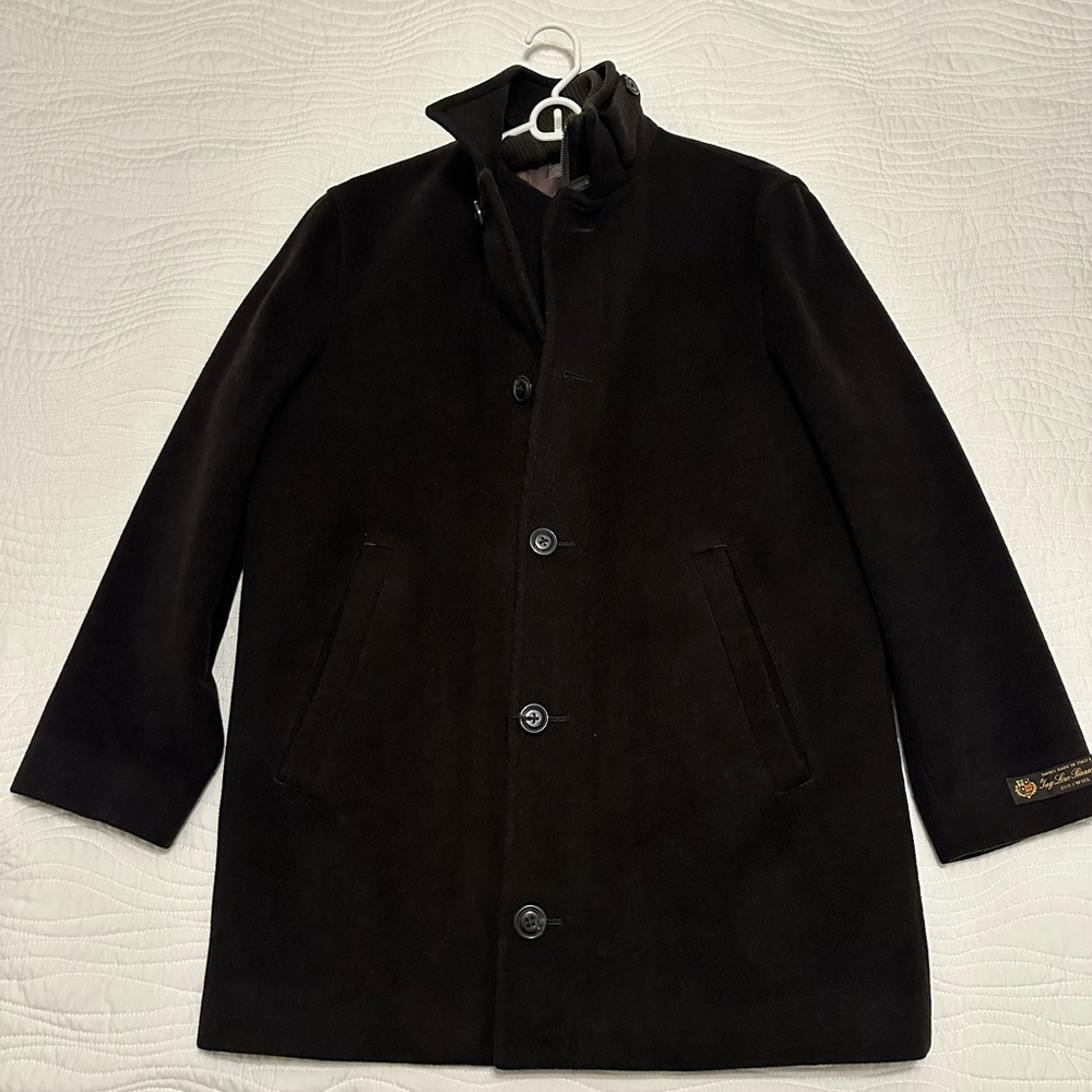 Black Loro Piana Wool Coat / Daniel Cremieux